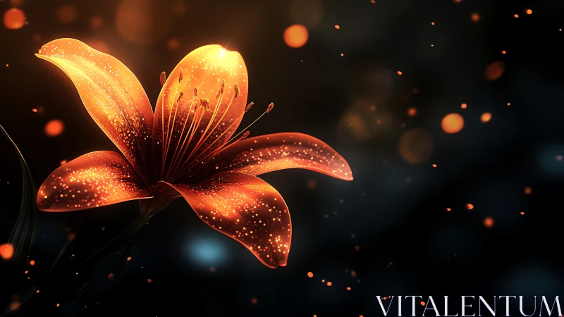 Luminescent Lily Glowing Against Dark Background.