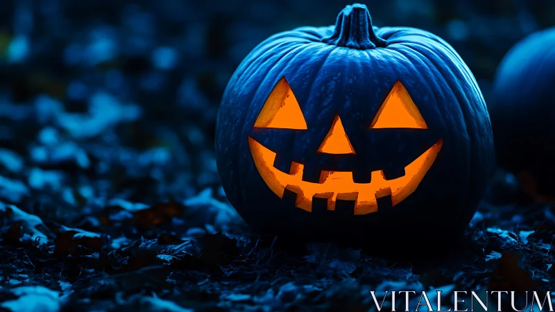 Illuminated carved pumpkin displays geometric jack-o-lantern face