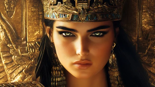 Regal digital portrait of fierce Egyptian style queen