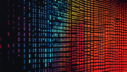 Colorful digital pixel grid with gradient light pattern.