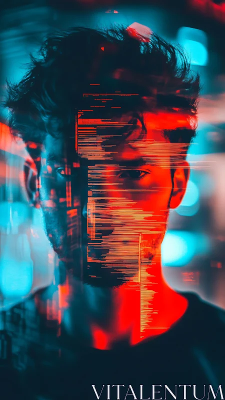 Electric reflections reveal a portrait caught between data and light