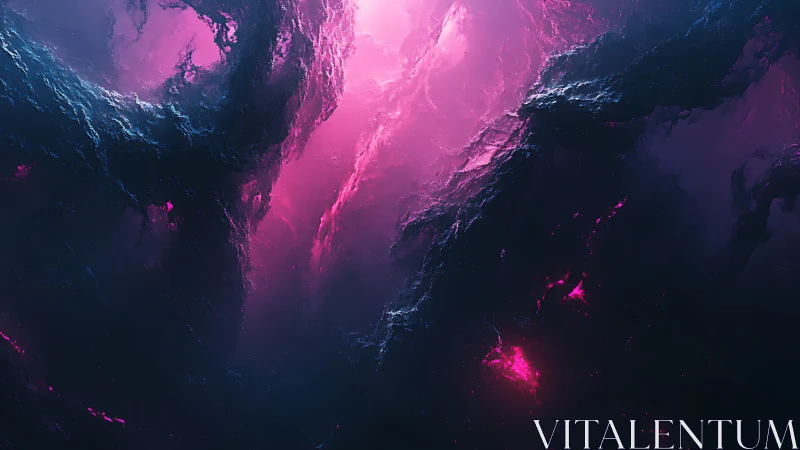 Nebula storm carves glowing rifts through dark void.