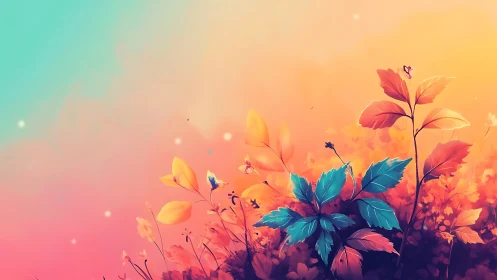 Sunset garden breathes neon dreams into quiet leaves