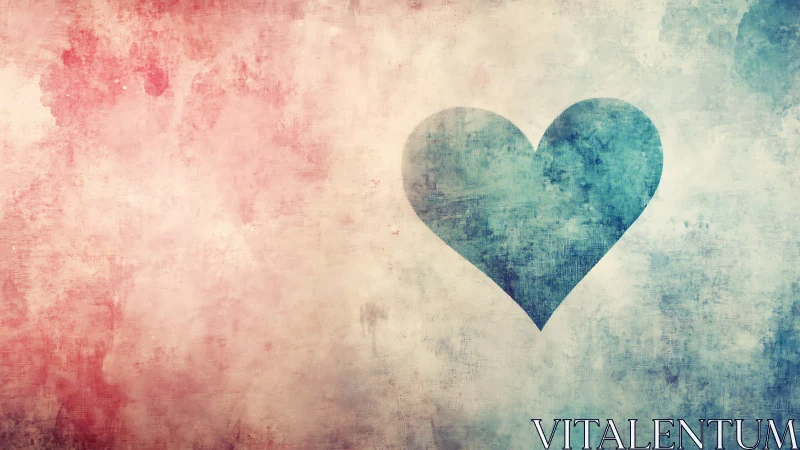 Watercolor Heart Gradient. Blue-Pink Emotional Symbol.