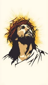 Radiant portrait of a crowned figure in quiet devotion.