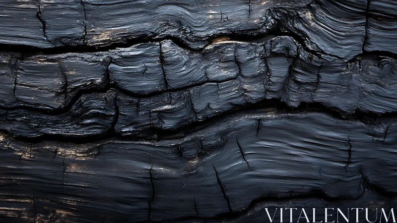 Close-up of Charred Wood Texture in Natural Abstract Style.