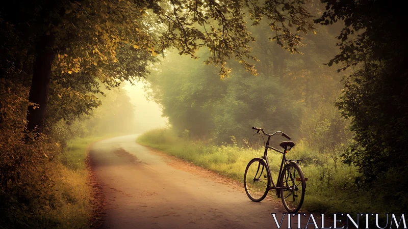 Vintage Bicycle in Golden Hour Forestry Tunnel Environment