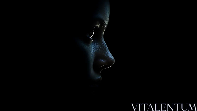 Quiet side profile glowing gently in the soft darkness.