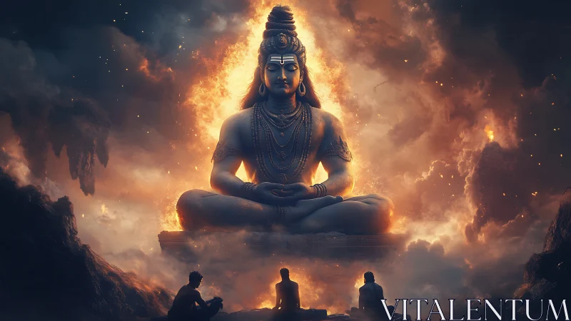 Cosmic Shiva ignites a stormlit sky of molten serenity.
