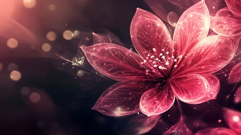 Luminescent Digital Floral: Neon-Infused Abstract Botanical Form.