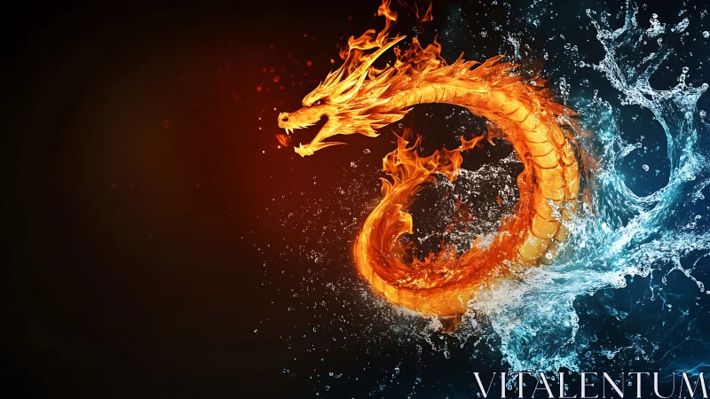 Pyro-hydrodynamic dragon vortex rendered in high contrast.