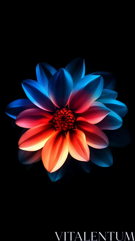 Neon Gradient Flower with Blue and Orange Petals.