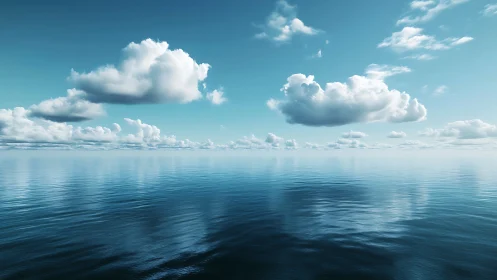 Gentle clouds drifting over a calm, story-filled sea.