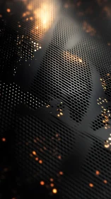 Molten code drifts through a perforated midnight circuit skin