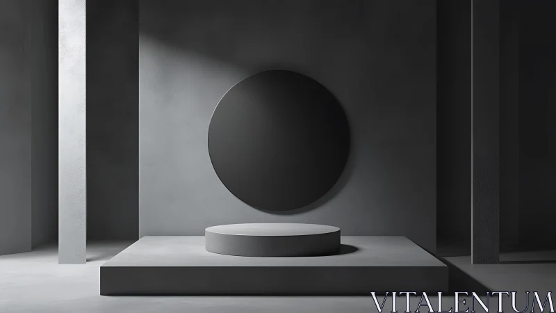 Quiet geometric stage invites calm focus in soft gray light