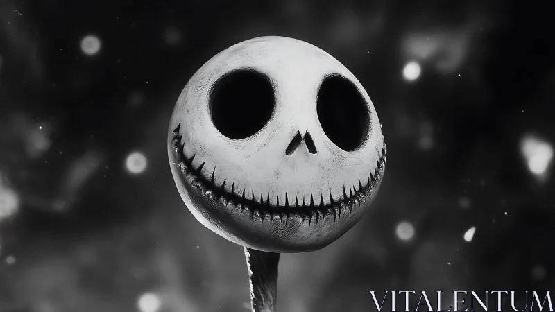 Monochrome skeletal head rendered with high-contrast 3D lighting