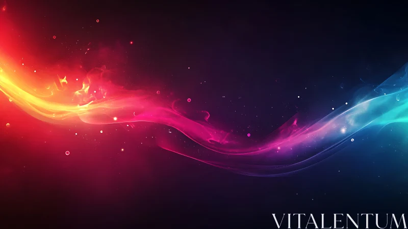 Neon energy waves blend warm and cool cosmic light elegantly.