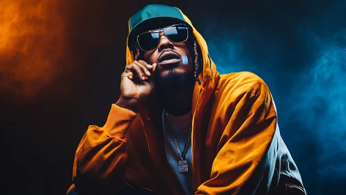 Golden hoodie glow and cool streetlight swagger portrait.