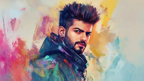 Color-swept urban portrait of a brooding modern wanderer.