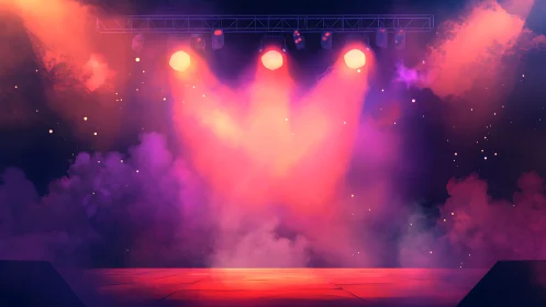 Stage lights bloom like sunrise over a waiting spotlight
