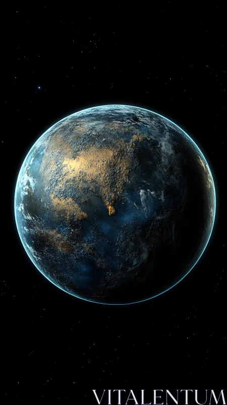 Photorealistic exoplanet render with dramatic rim lighting.