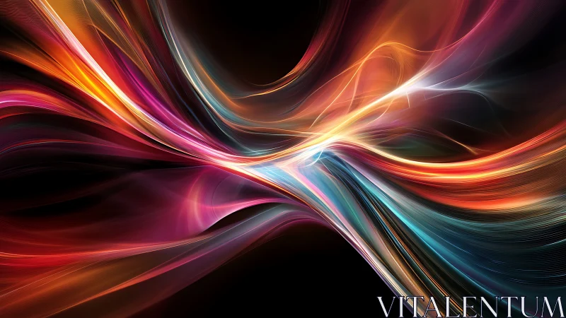 Flowing ribbons of light weaving a colorful, dreamy path.