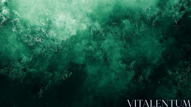 Emerald abstract cloud texture with deep swirling shadows.