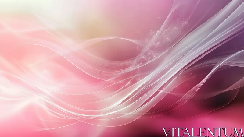 Abstract pink background with white translucent flowing curves.