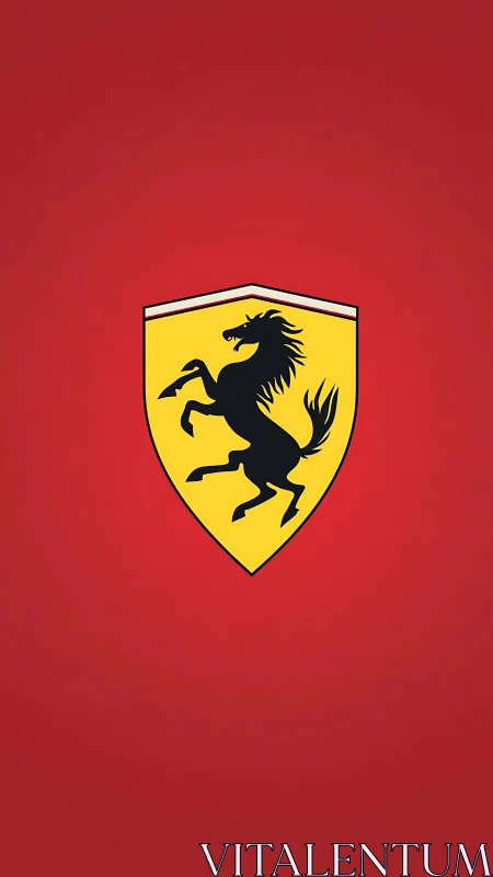 Prancing stallion emblem on high-saturation red field backdrop.