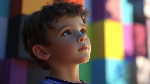 Young Profile Against Chromatic Light Environment.