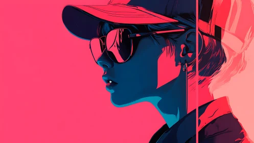 Electric calm: cool street portrait in hot neon light.