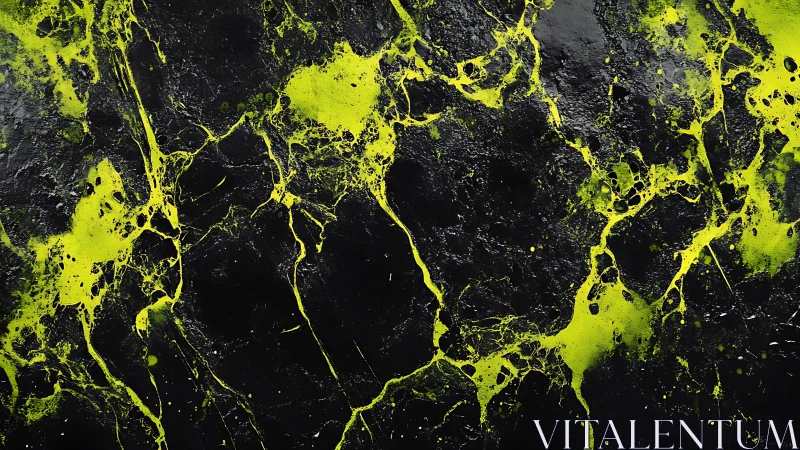 Neon fissures crawl like electric veins across cosmic tar