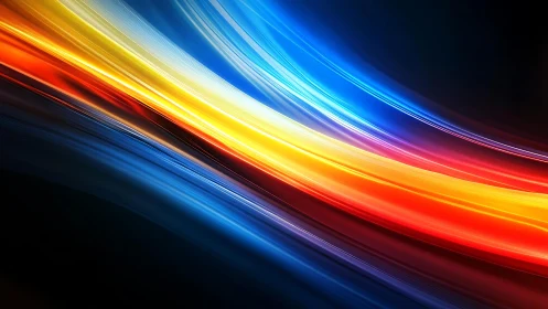 Vivid Abstract Light Streaks in Blue, Red, and Yellow Digital Art.