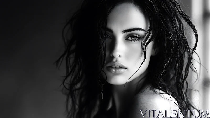 Monochrome portrait captures an intense, cinematic gaze