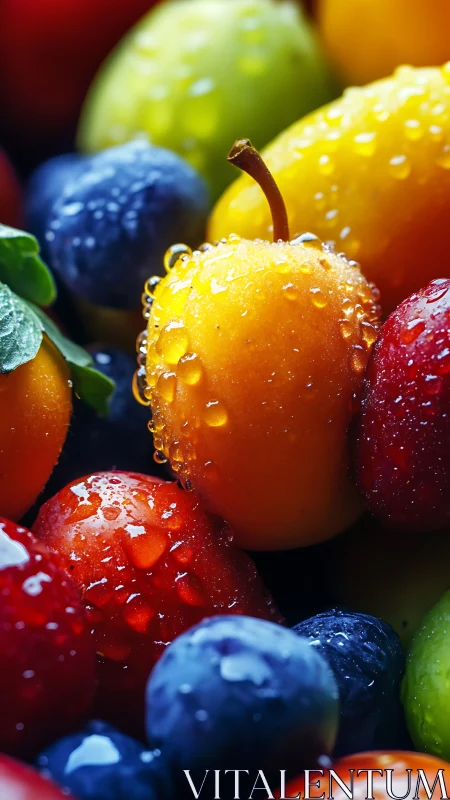 Juicy summer berries and stone fruits in close-up color bloom.