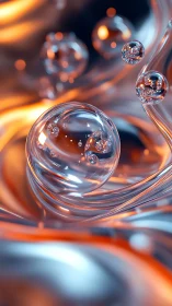 Shimmering glassy bubbles drifting through soft liquid light.