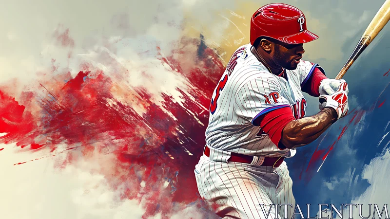 Digital painting of baseball batter with vivid color burst.