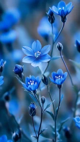 Delicate Blue Flowers Dance in Soft Light.