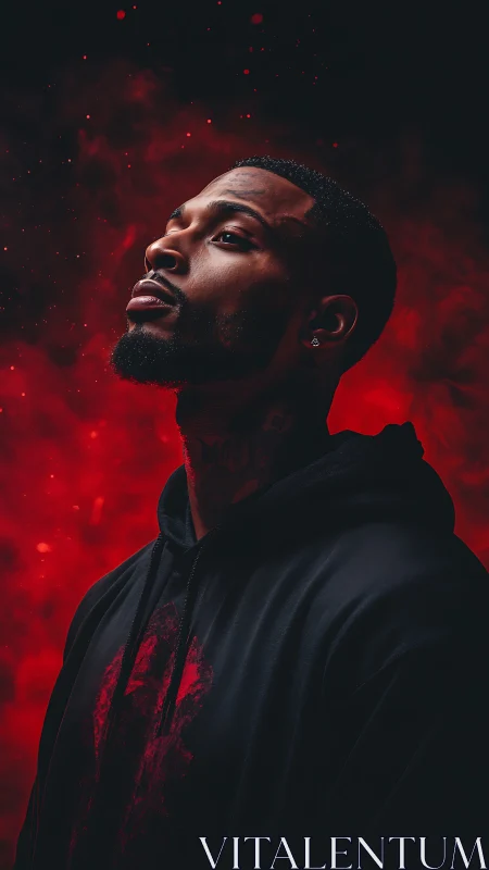 Powerful portrait captures quiet strength against red haze