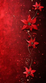 Specular red floral spline on textured luminous field.