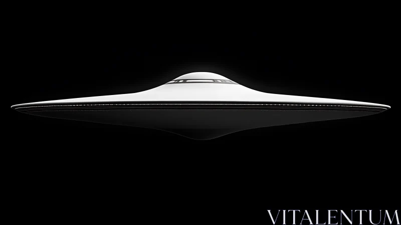 Symmetric white saucer starship profile on black ground