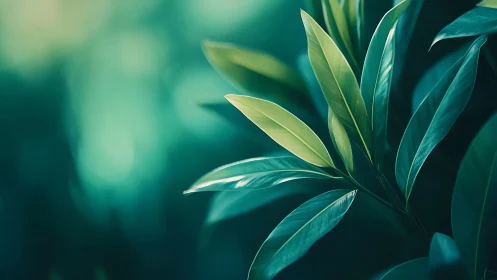 Emerald foliage study with selective focus and soft bokeh highlights.