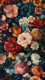 Vibrant Floral Garden Against Dark Background