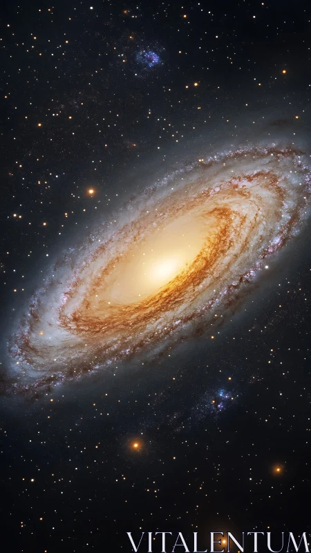 Golden spiral galaxy swirling through deep velvet night.