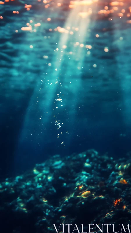 Sunlit bubbles drifting through a quiet underwater dreamscape.