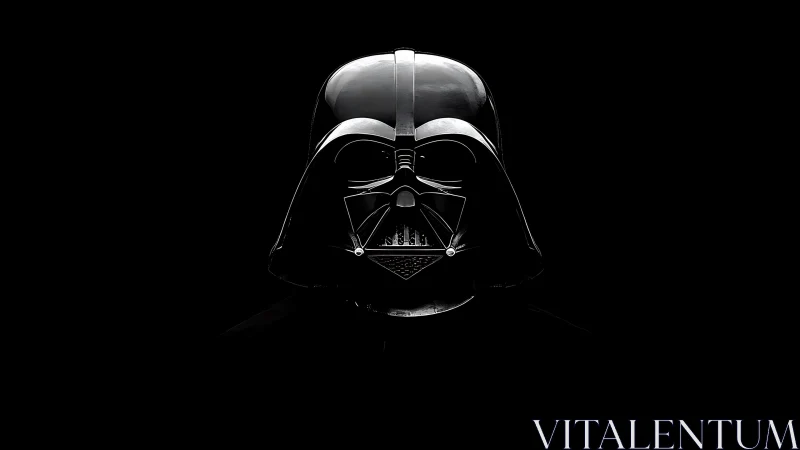 Dark sci fi helmet rendered against deep black void