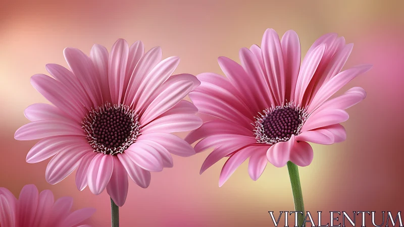 Pink Gerbera Daisies Against Gradient Backdrop.