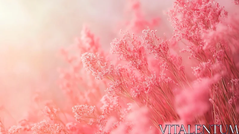 Frost-Covered Pink Wildflowers in Soft Focus Bloom.