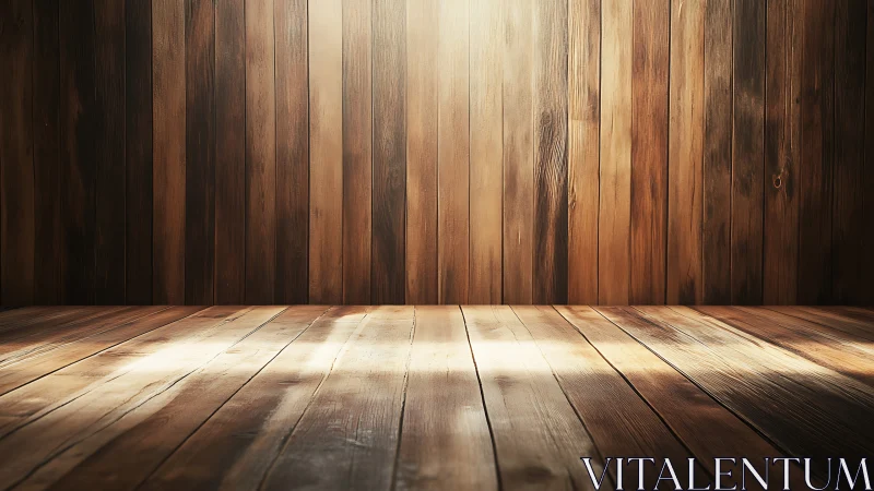 Sunlit wooden stage awaiting stories and quiet footsteps.