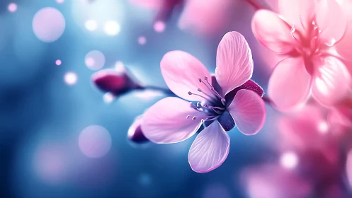 Pink Petaled Flower with Bokeh Background in Soft Focus.
